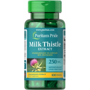 Puritan's Pride - Milk Thistle Standardized Extract 250 mg (Silymarin 80%), 100 гелевих капсул