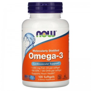 NOW - OMEGA-3 1000 mg, 100 гелевых капсул