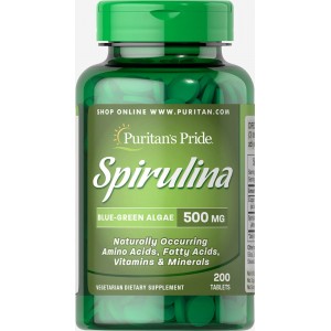 Puritan's Pride - Spirulina 500 mg, 200 таблеток