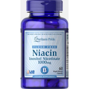 Puritan's Pride - Niacin 1000 mg Flush Free (as Inositol Nicotinate), 60 капсул