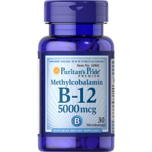 Vitamin B-12 5000 mcg Methylcobalamin, 30 таблеток для рассасывания