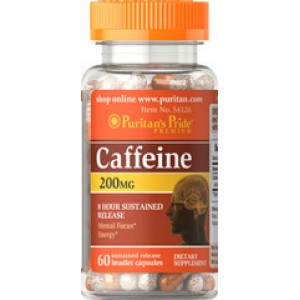 Puritan's Pride - Caffeine 200 mg 8-Hour Sustained Release, 60 капсул