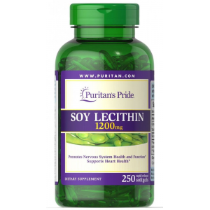 Puritan's Pride - Соевый лецитин SOY LECITHIN 1200 mg, 250 гелевых капсул