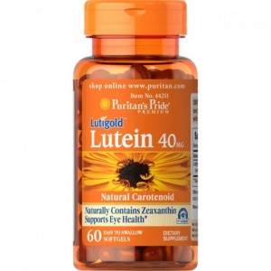 Puritan's Pride - Lutein 40 mg with Zeaxanthin Lutigold™, 60 гелевых капсул