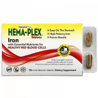 Nature's Plus - Hema-Plex Iron, 10 таблеток з повільним вивільненням