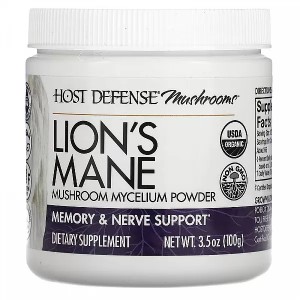 Host Defense - Lion's Mane Mushroom Mycelium Powder, 100 грам