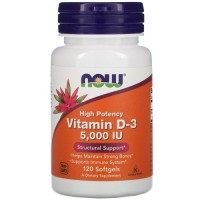 NOW - Vitamin D-3 5000UI, 120 гелевых капсул