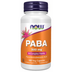 NOW - PABA  500 mg, 100 вегетаріанських капсул