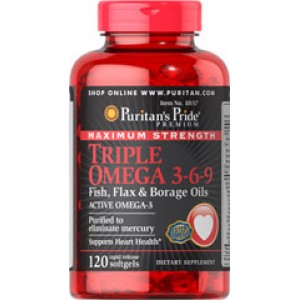 Puritan's Pride - Omega 3-6-9 Triple Maximum Strength 1200 mg, 120 гелевих капсул