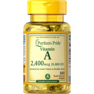 Vitamin A 8,000 IU (2,400 mcg), 100 гелевых капсул