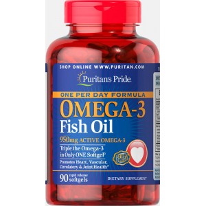 Triple Strength Omega-3 Fish Oil 1360 mg (950 mg Active Omega-3), 90 гелевых капсул