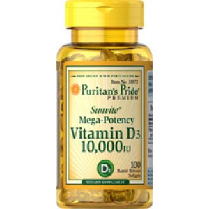 Vitamin D3 10000 IU, 100 гелевых капсул