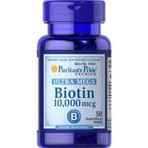 Puritan's Pride - Biotin 10000 mcg Ultra Mega, 50 гелевых капсул