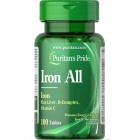 Puritan's Pride - Iron All (Plus Liver, B-complex, Vitamin-C), 100 таблеток