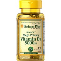 Puritan's Pride - Vitamin D3 5000 IU (125 mcg), 100 гелевих капсул