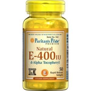 Puritan's Pride - Vitamin E-400 I.U 100% Natural, 50 гелевых капсул