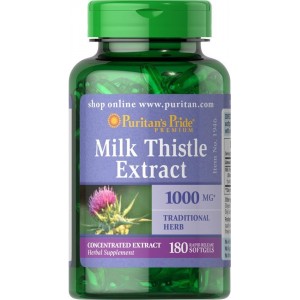 Puritan's Pride - Milk Thistle Extract 1000 mg, 180 гелевых капсул