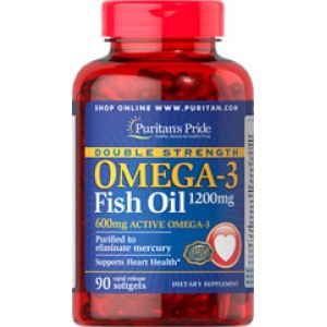 Omega-3 Fish Oil Double Strength 1200 mg, 90 гелевых капсул