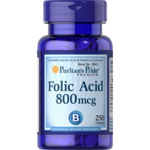 Puritan's Pride - Folic Acid 800 mcg, 250 таблеток