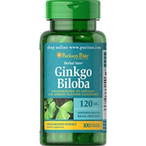 Ginkgo Biloba Standardized Extract 120 mg, 100 капсул