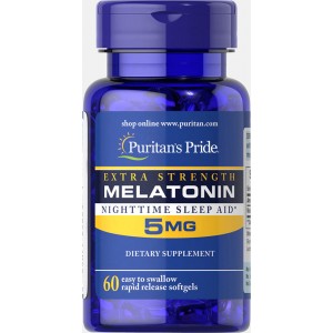 Puritan's Pride - Melatonin 5 mg, 60 гелевих капсул