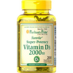 Vitamin D3 2000 IU, 200 гелевих капсул