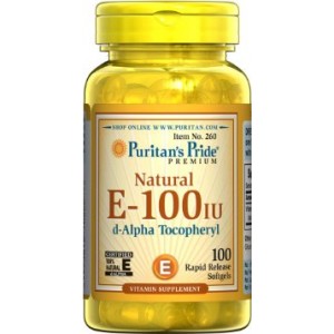 Vitamin E-100 iu 100% Natural, 100 гелевых капсул