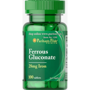 Iron Ferrous Gluconate 28 mg, 100 таблеток