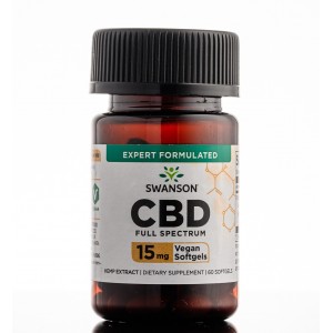 Swanson - CBD 15 mg Full Spectrum, 60 веган-желатинових капсул