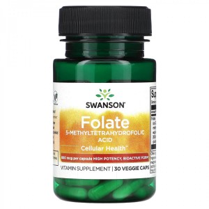 Swanson - Methyl Folate 680 mcg DFE ([6S]-5-MTHF 740 mcg), 30 капсул