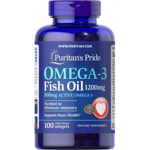 Puritan's Pride - OMEGA-3 FISH OIL 1200 mg, 100 гелевых капсул